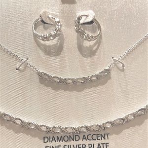 Fine Silver Diamond Accent Pendant Set - Lot Bx 3